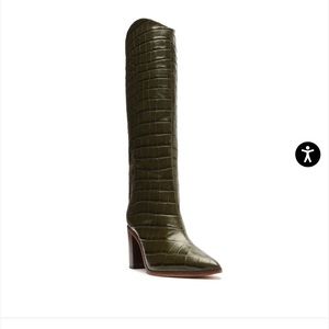 NWT SCHUTZ Military Green Croc Boots